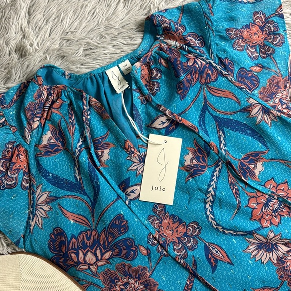NWT joie katya blue floral flutter sleeve top size xs - Picture 3 of 6